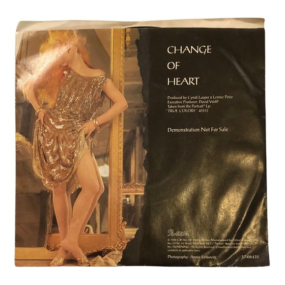 1986 Cyndi Lauper Record 7” 45 “Change of Heart" Promotional With Photo Sleeve - Picture 2 of 3